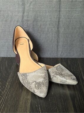 GAP Women's D'Orsay Pointed Flats in Snake Print and Brown